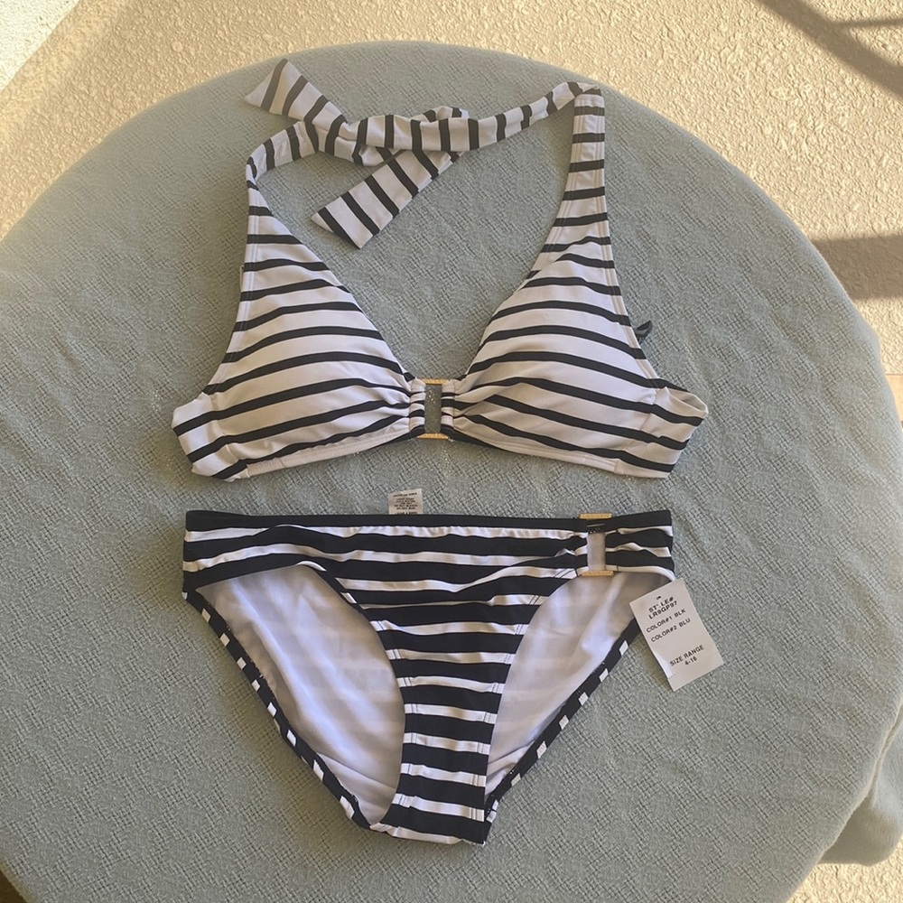 Ralph Lauren black and white stripe bikini